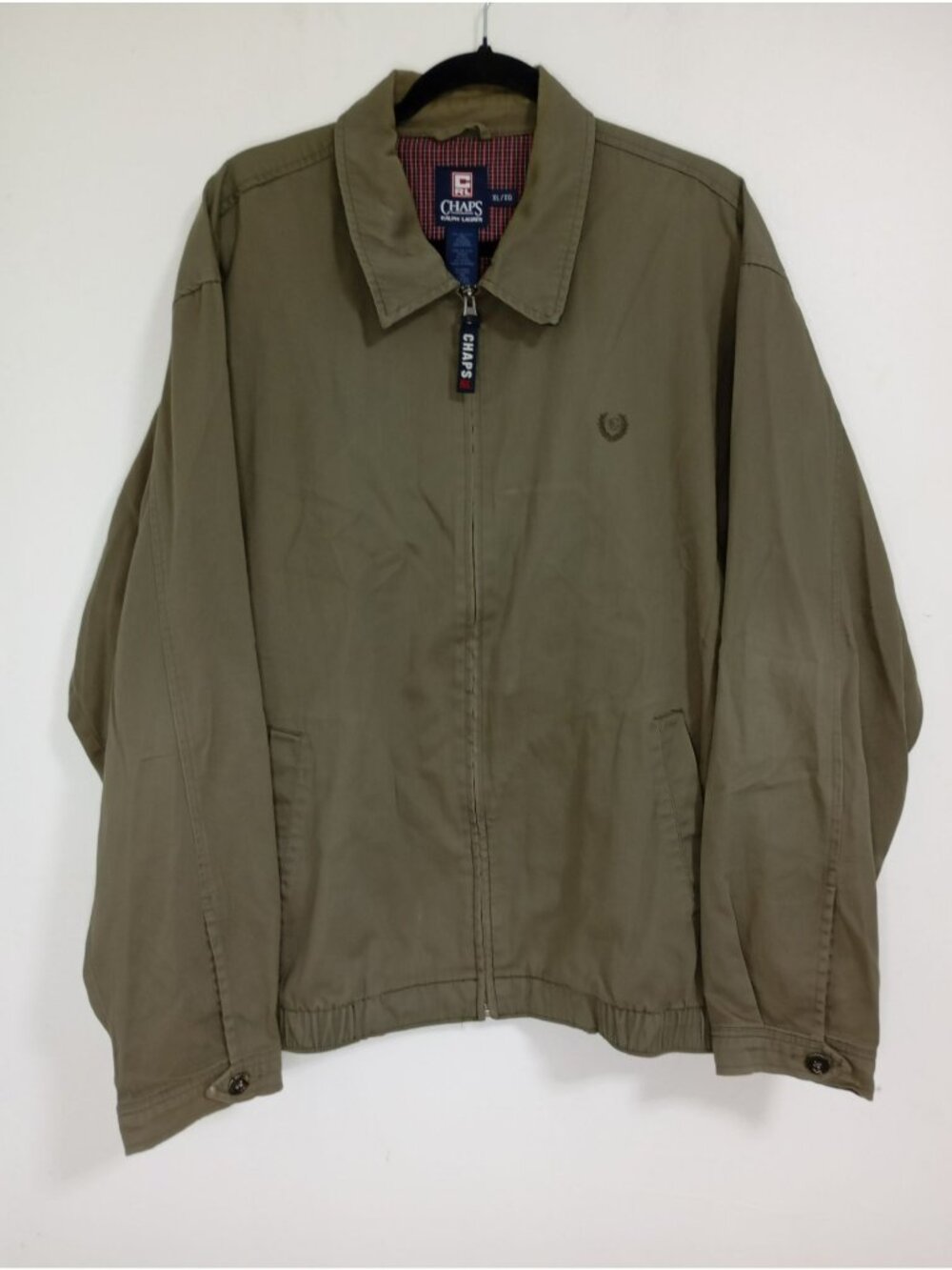 Chaps Ralph Lauren Jacket XL Zip-Up Mens Olive Green Cotton blend